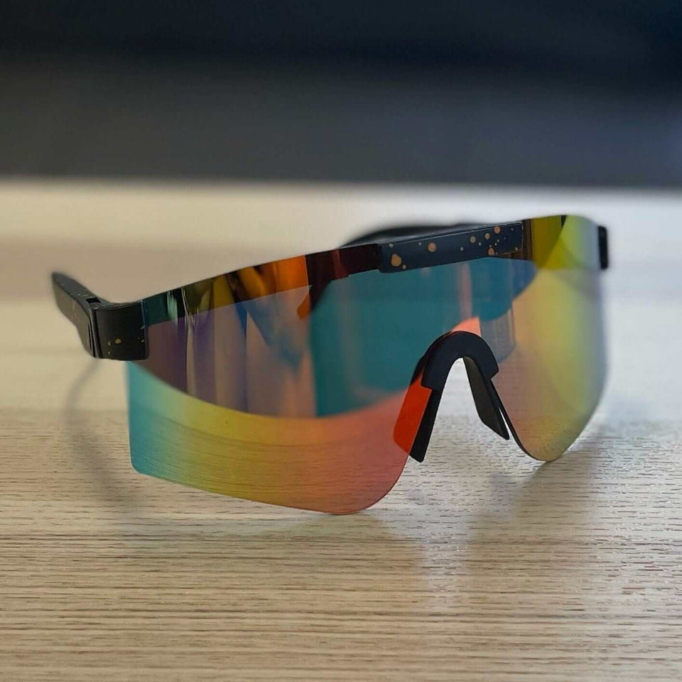 Loaded Lifting Collectibles Novelty Retro Sunglasses (Orange Rainbow/Black)